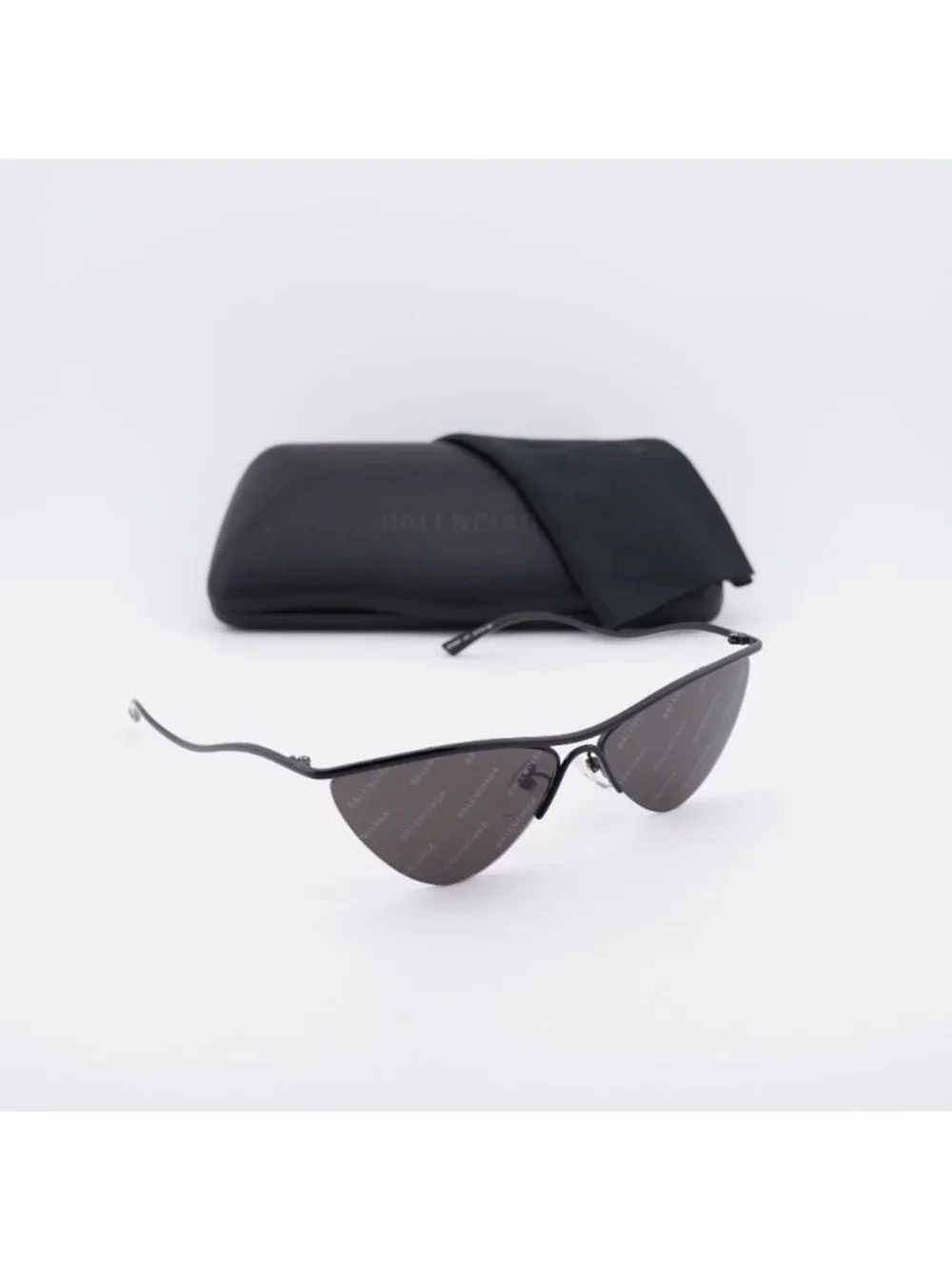 Balenciaga BB0093S 001 Sunglasses Black Geometric Frame, Grey Lenses